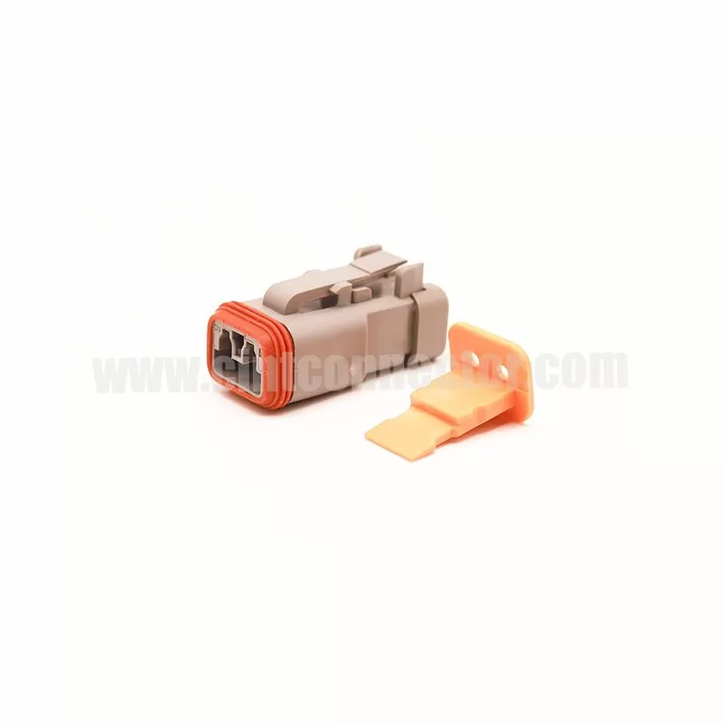 DT06-2S-E003 TE Connectivity 2 pin rectangular gray housing plug Deutsch Connectors