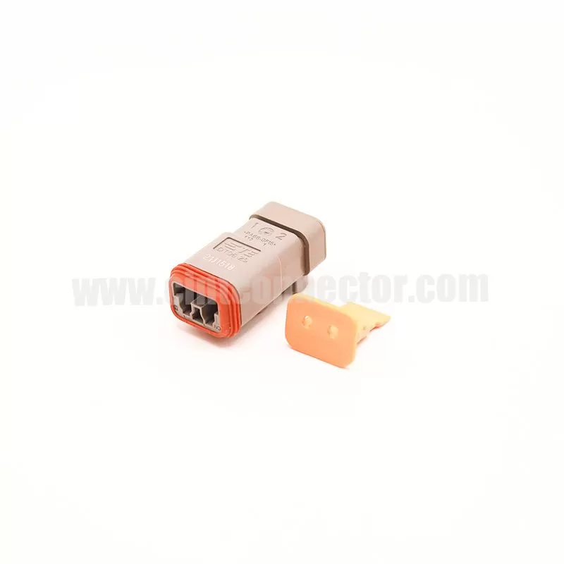 DT06-2S-E003 TE Connectivity 2 pin rectangular gray housing plug Deutsch Connectors