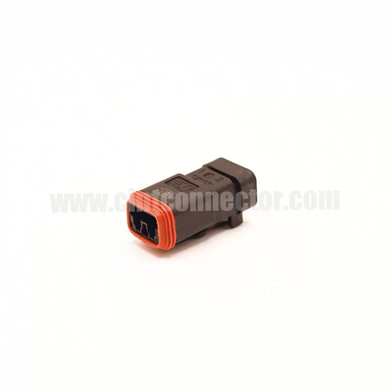 DT06-2S-CE05 TE Connectivity 2 pin rectangular gray housing plug Deutsch Connectors