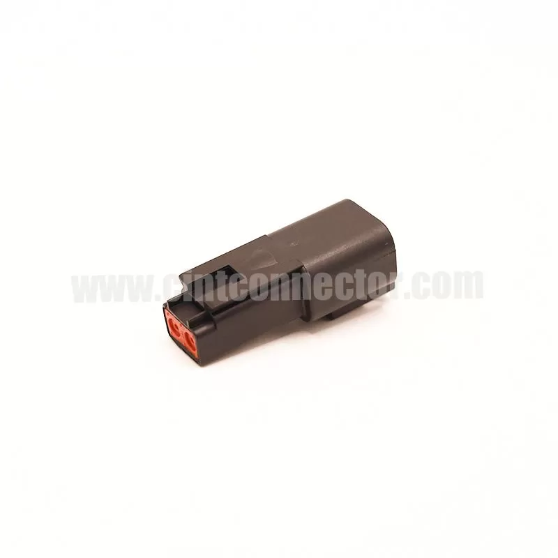 DT04-2P-E004 TE Connectivity 2 pin male rectangular black housing plug Deutsch Connectors