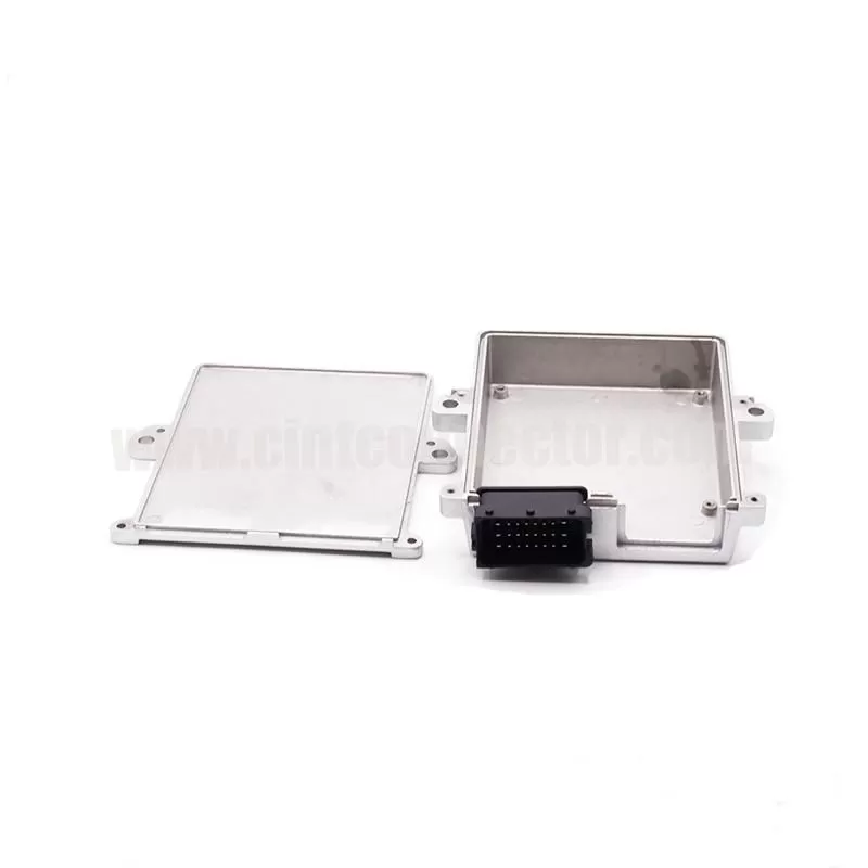2 Holes 24 pin auto ECU VCU Aluminum enclosure suits for FCI PCB connector 211PC249S0005 automotive Engine Control Unit 211PC249S0033 HCCPHPE24BKA90F