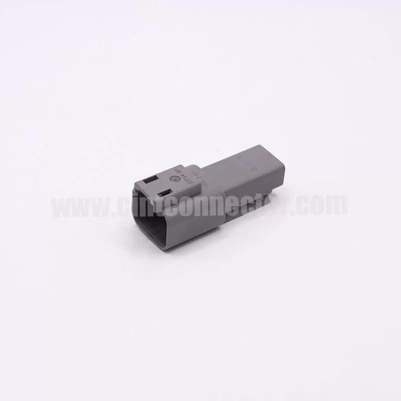 DT04-2P TE Connectivity 2 pin male rectangular gray housing plug Deutsch Connectors