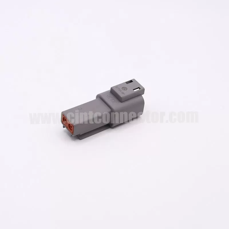 DT04-2P TE Connectivity 2 pin male rectangular gray housing plug Deutsch Connectors