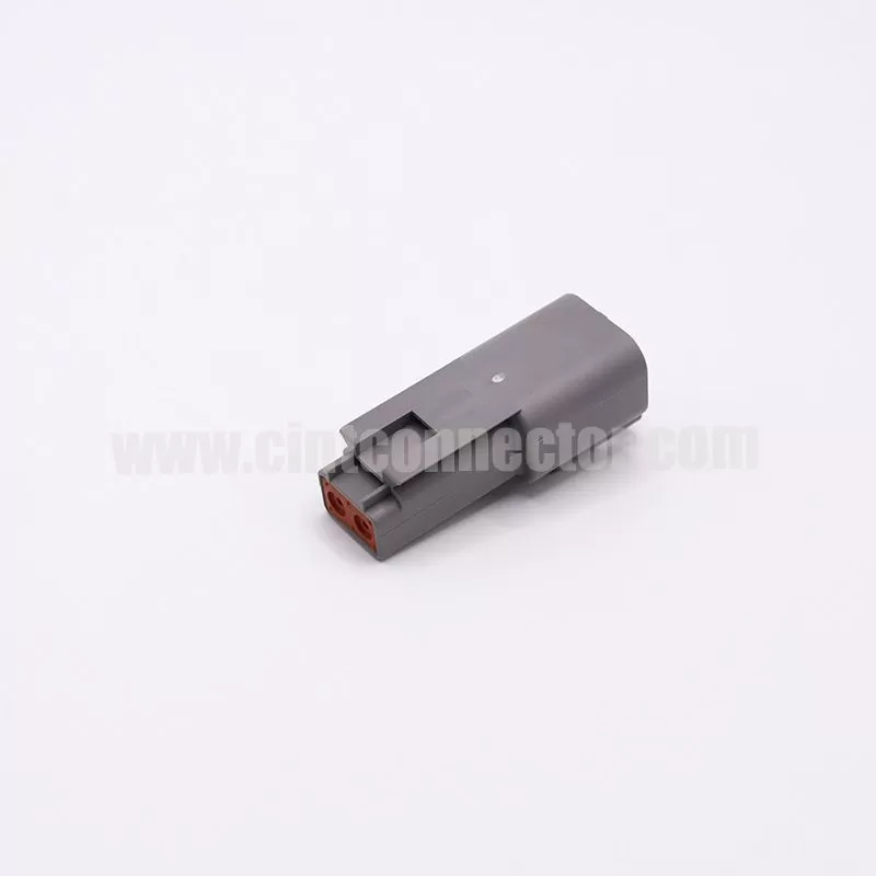 DT04-2P TE Connectivity 2 pin male rectangular gray housing plug Deutsch Connectors