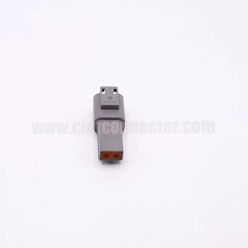 DT04-2P TE Connectivity 2 pin male rectangular gray housing plug Deutsch Connectors