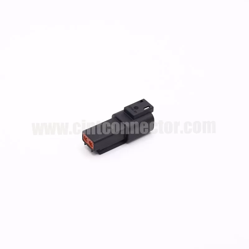 DT04-2P-E004 TE Connectivity 2 pin male rectangular black housing plug Deutsch Connectors