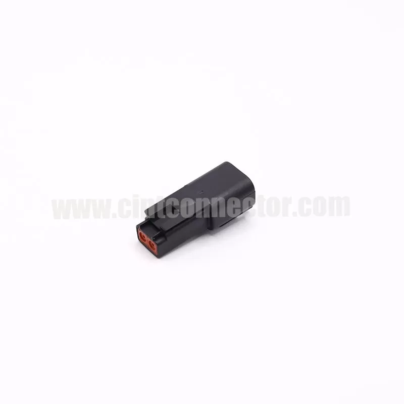 DT04-2P-E004 TE Connectivity 2 pin male rectangular black housing plug Deutsch Connectors