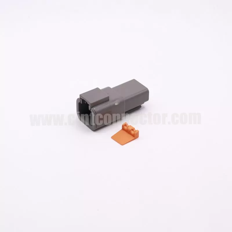 DTP04-2P 2 pin Deutsch male automotive Connectors rectangular gray housing plug